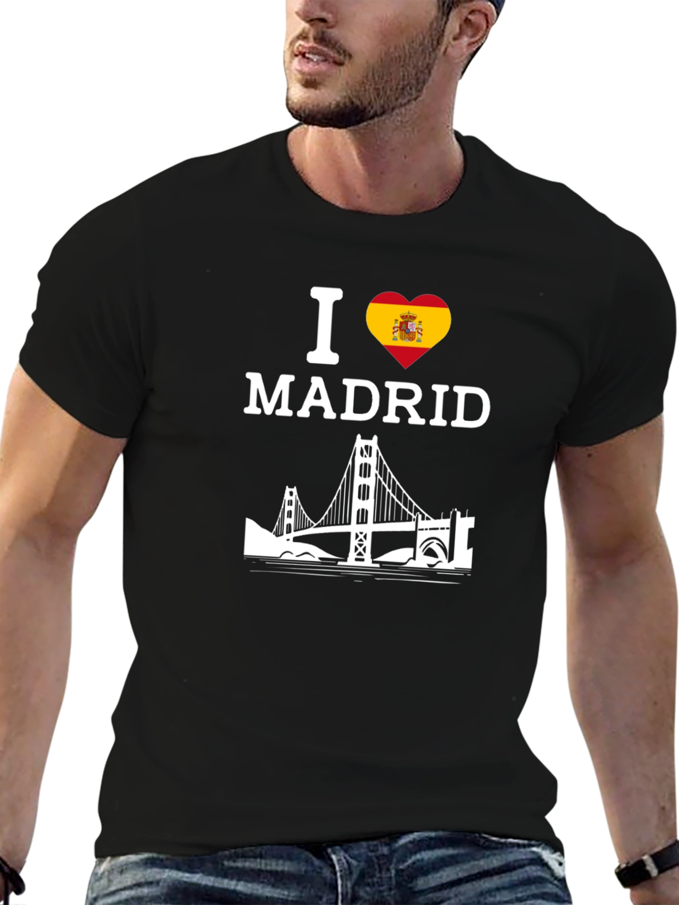I Love Madrid T-Shirt with Spanish Flag Heart