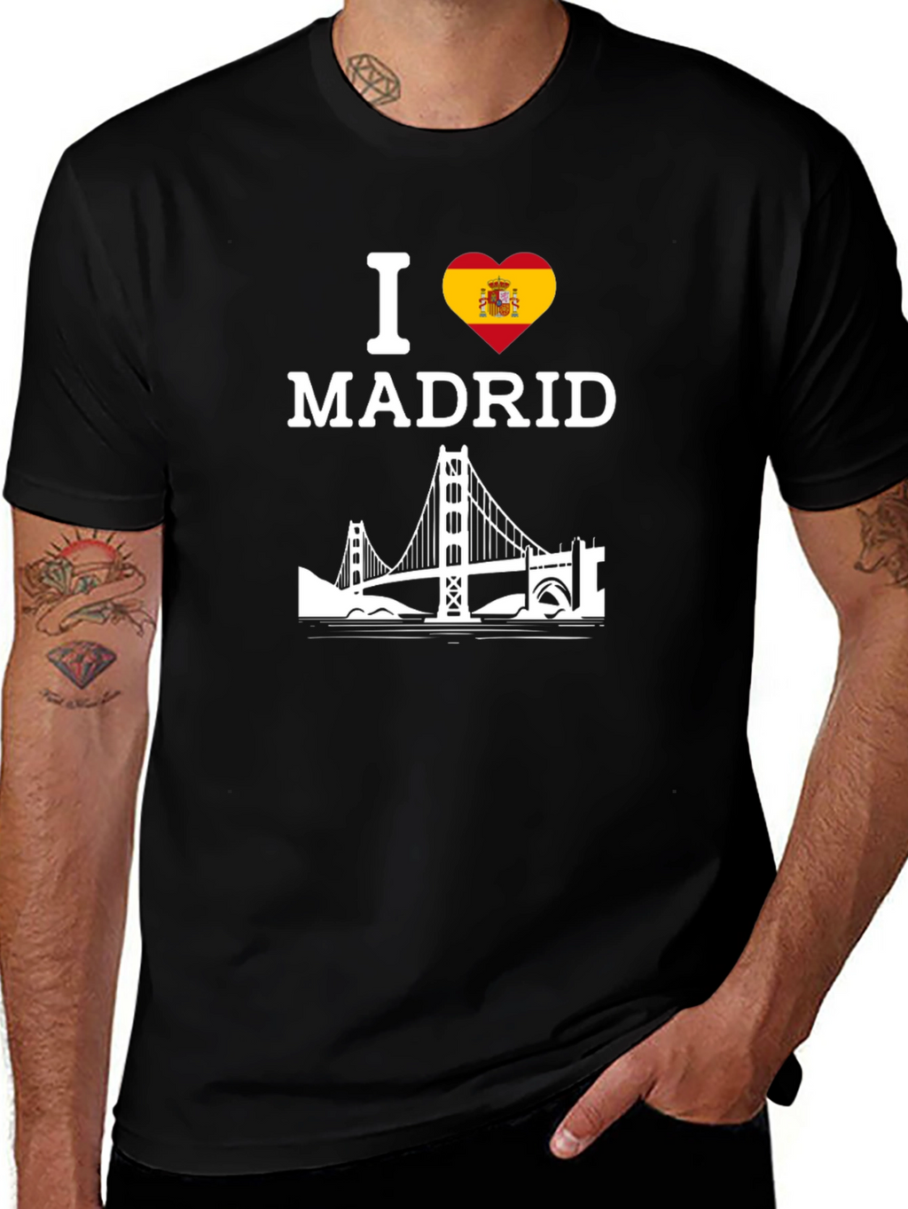 I Love Madrid T-Shirt with Spanish Flag Heart