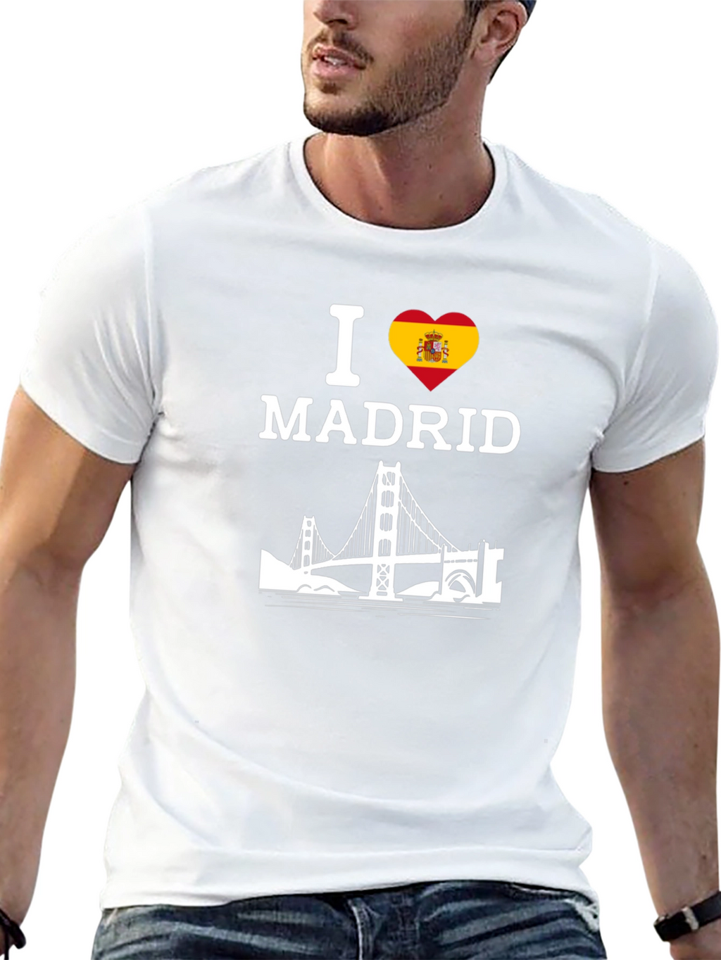 I Love Madrid T-Shirt with Spanish Flag Heart