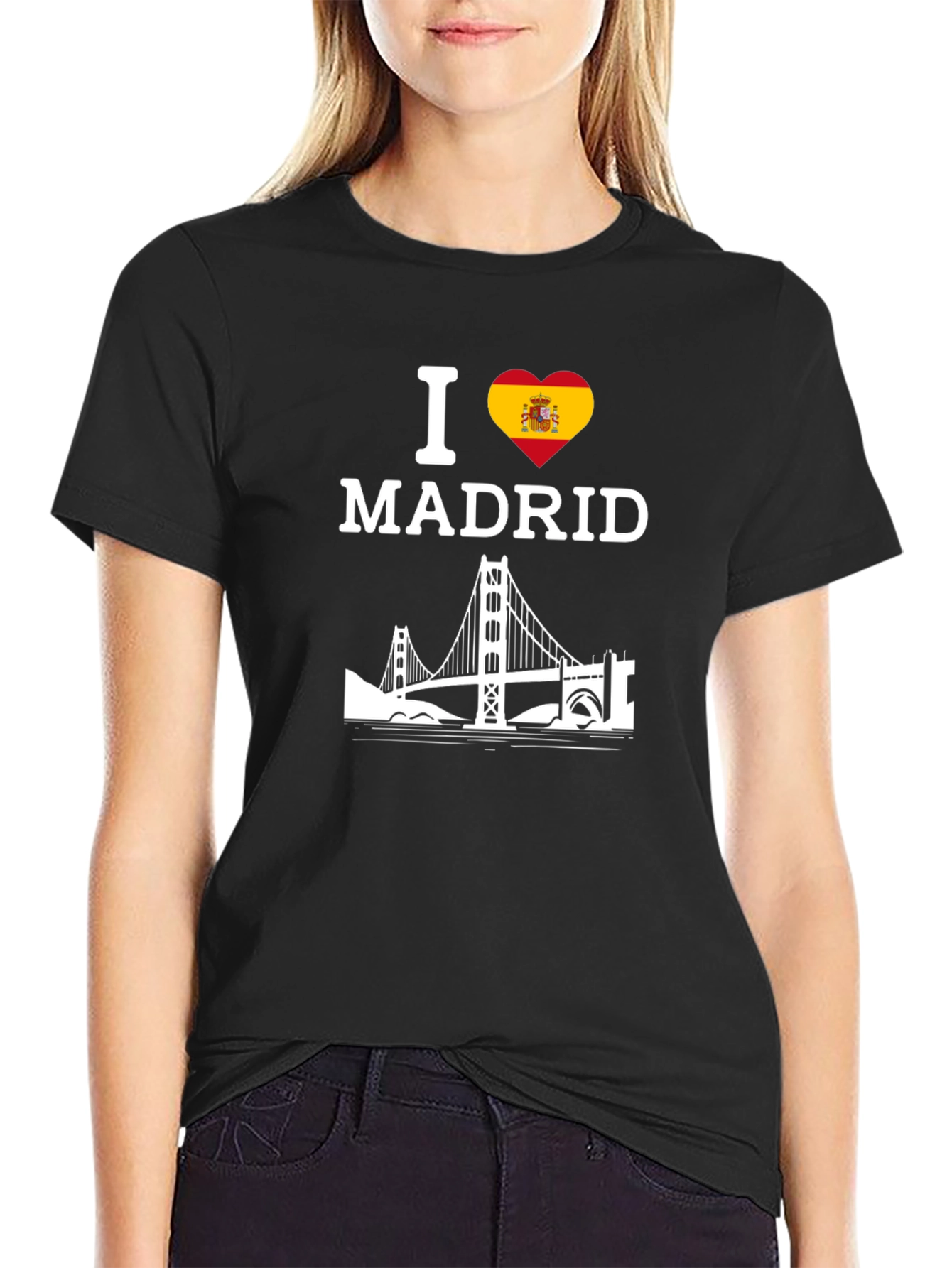 I Love Madrid T-Shirt with Spanish Flag Heart