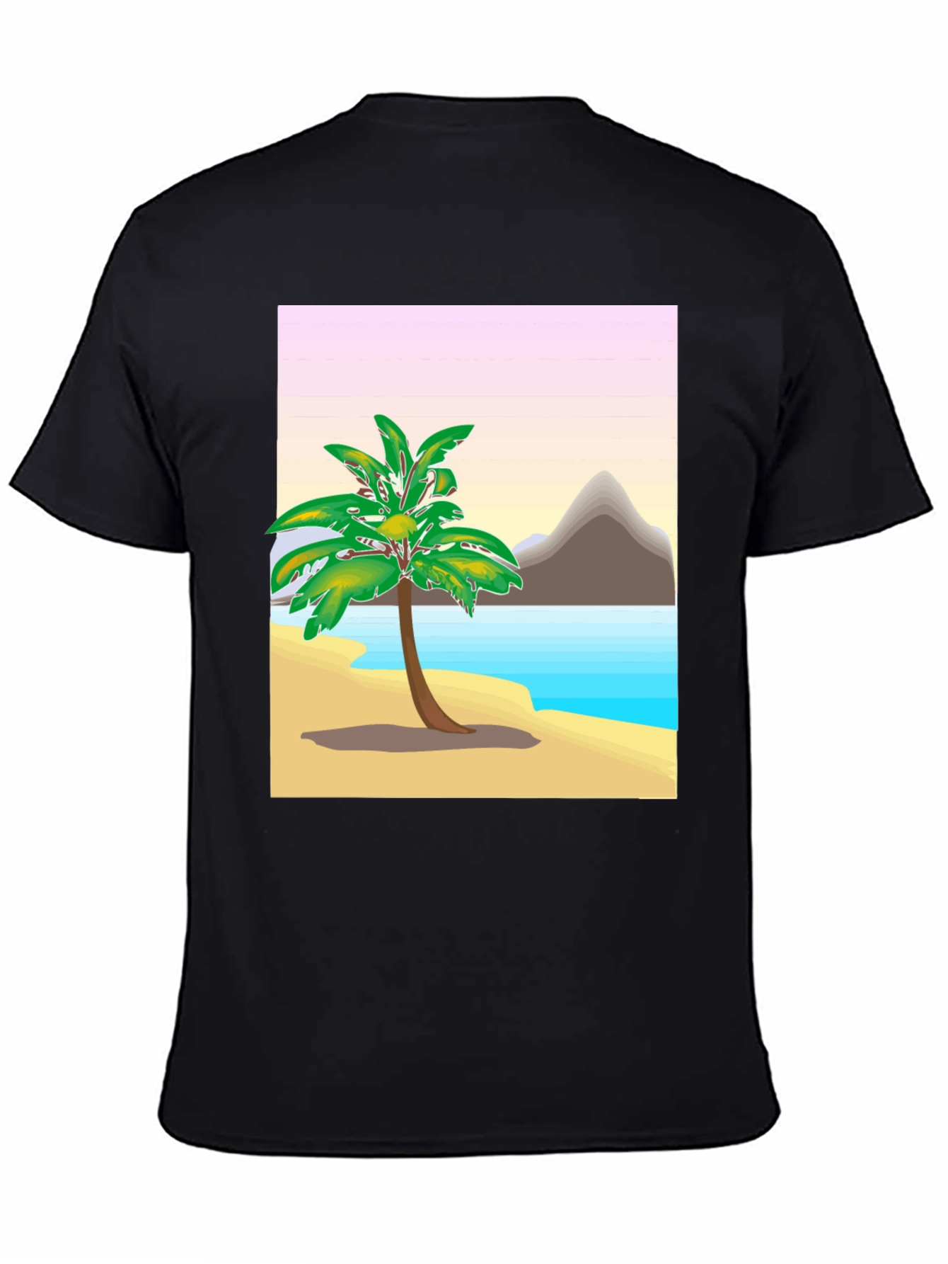 Tropical Island Graphic Tee - Black Cotton