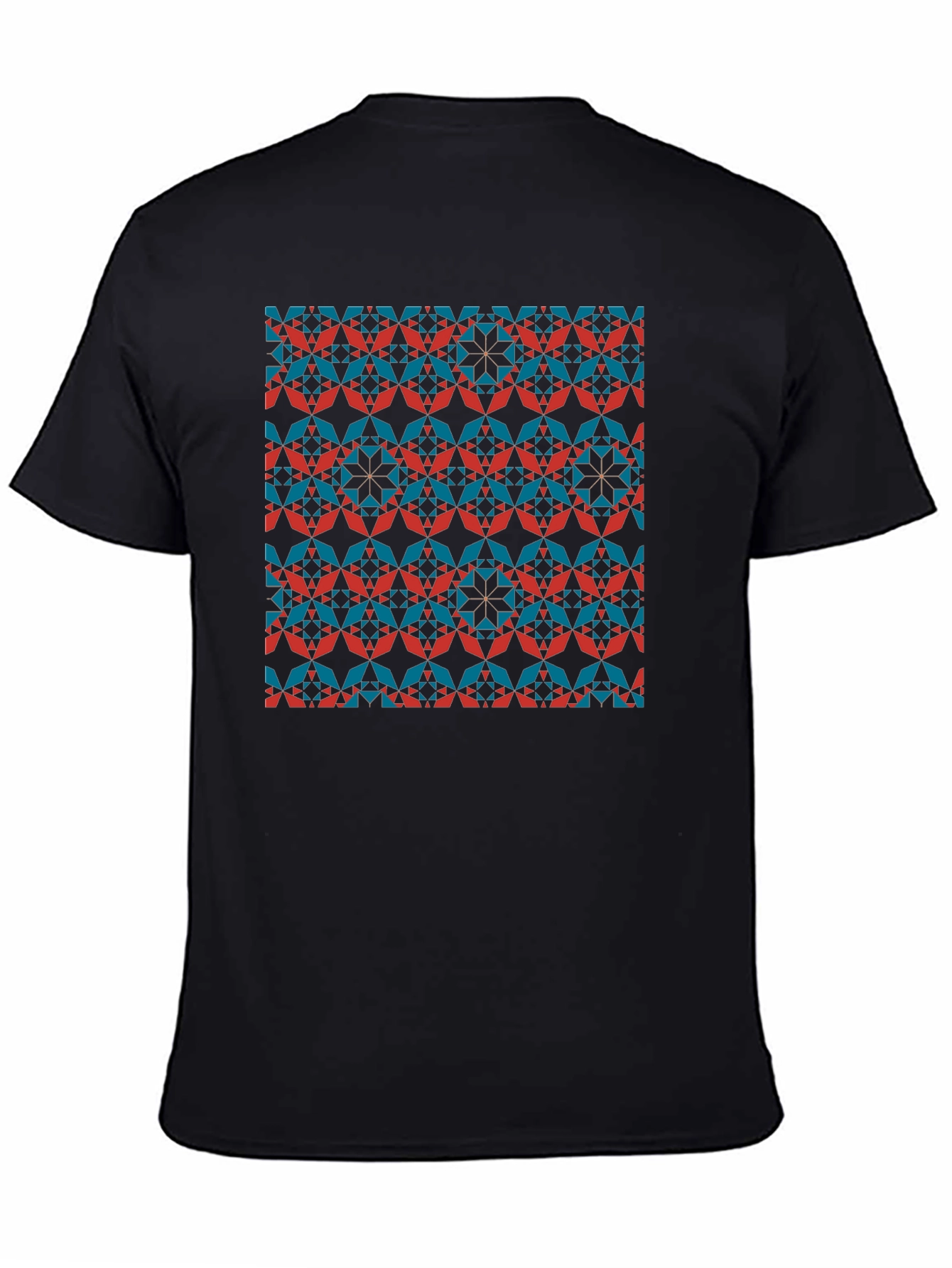 Geometric Patterned Crew Neck T-Shirt