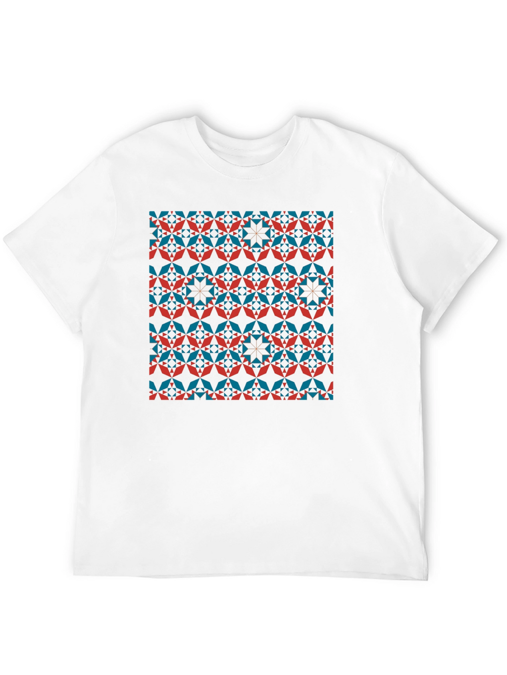 Geometric Patterned Crew Neck T-Shirt