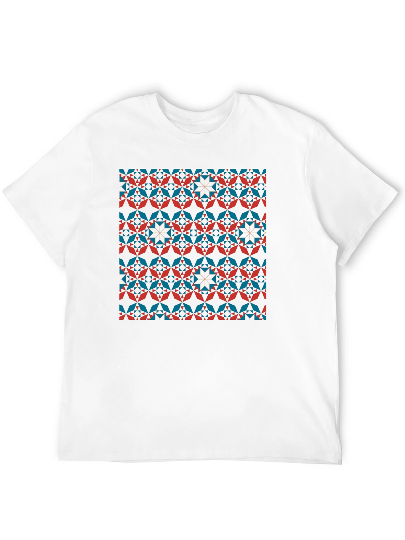 Geometric Patterned Crew Neck T-Shirt