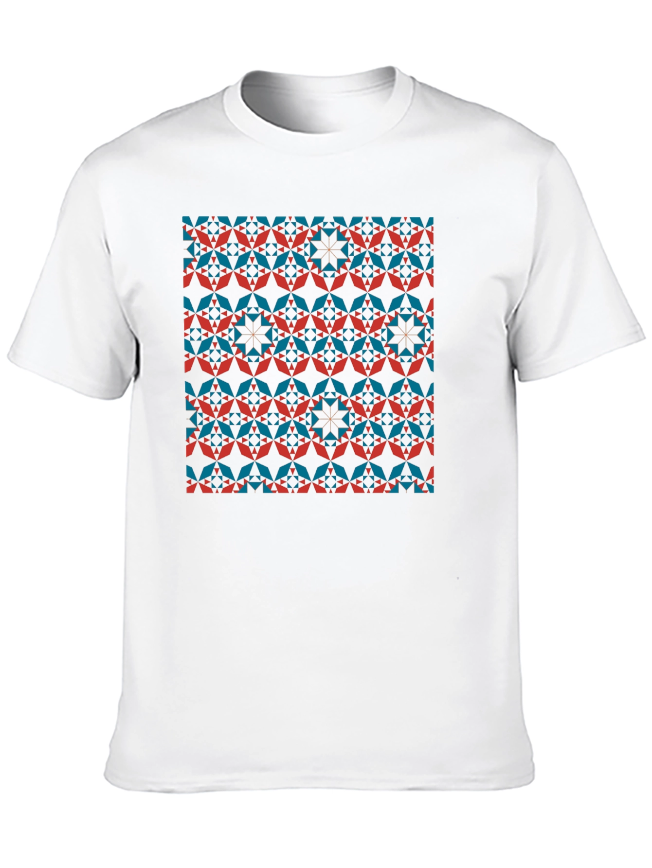 Geometric Patterned Crew Neck T-Shirt