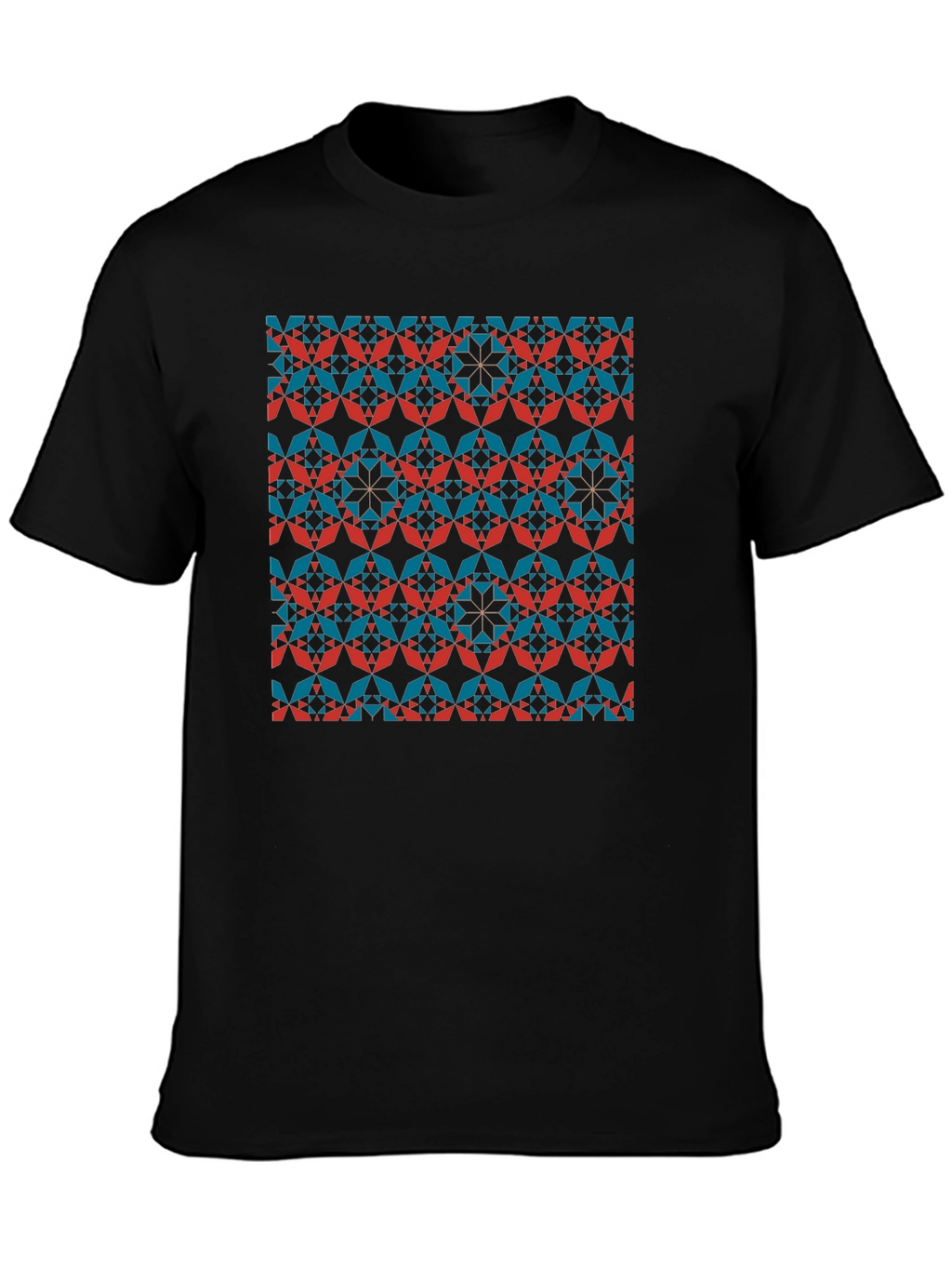 Geometric Patterned Crew Neck T-Shirt