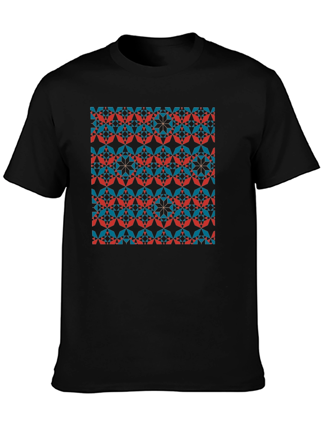 Geometric Patterned Crew Neck T-Shirt