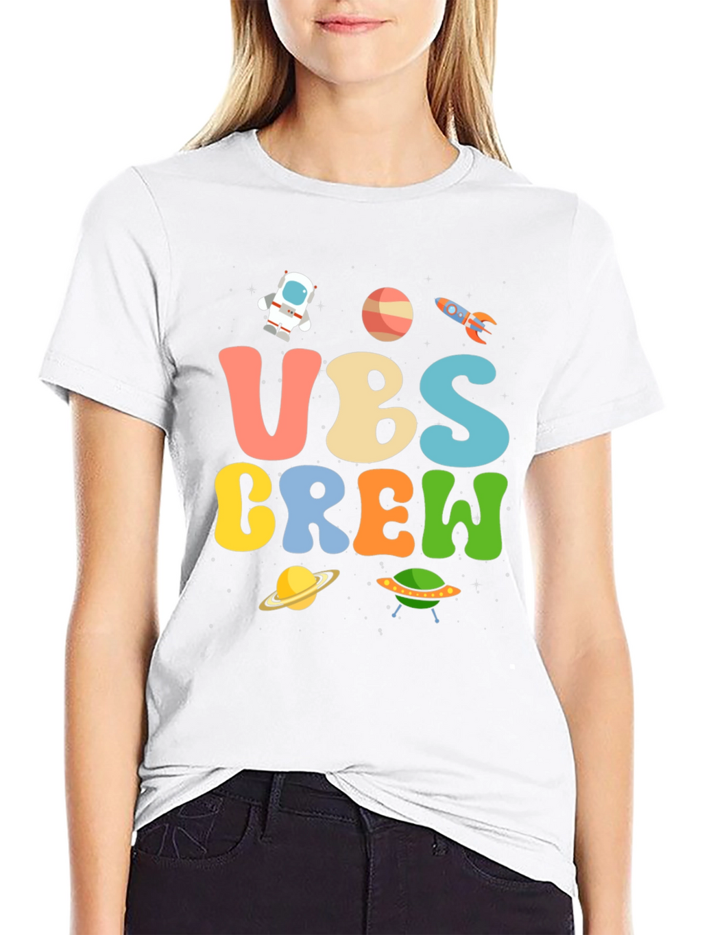 Space-Themed UBS Crew Graphic T-Shirt
