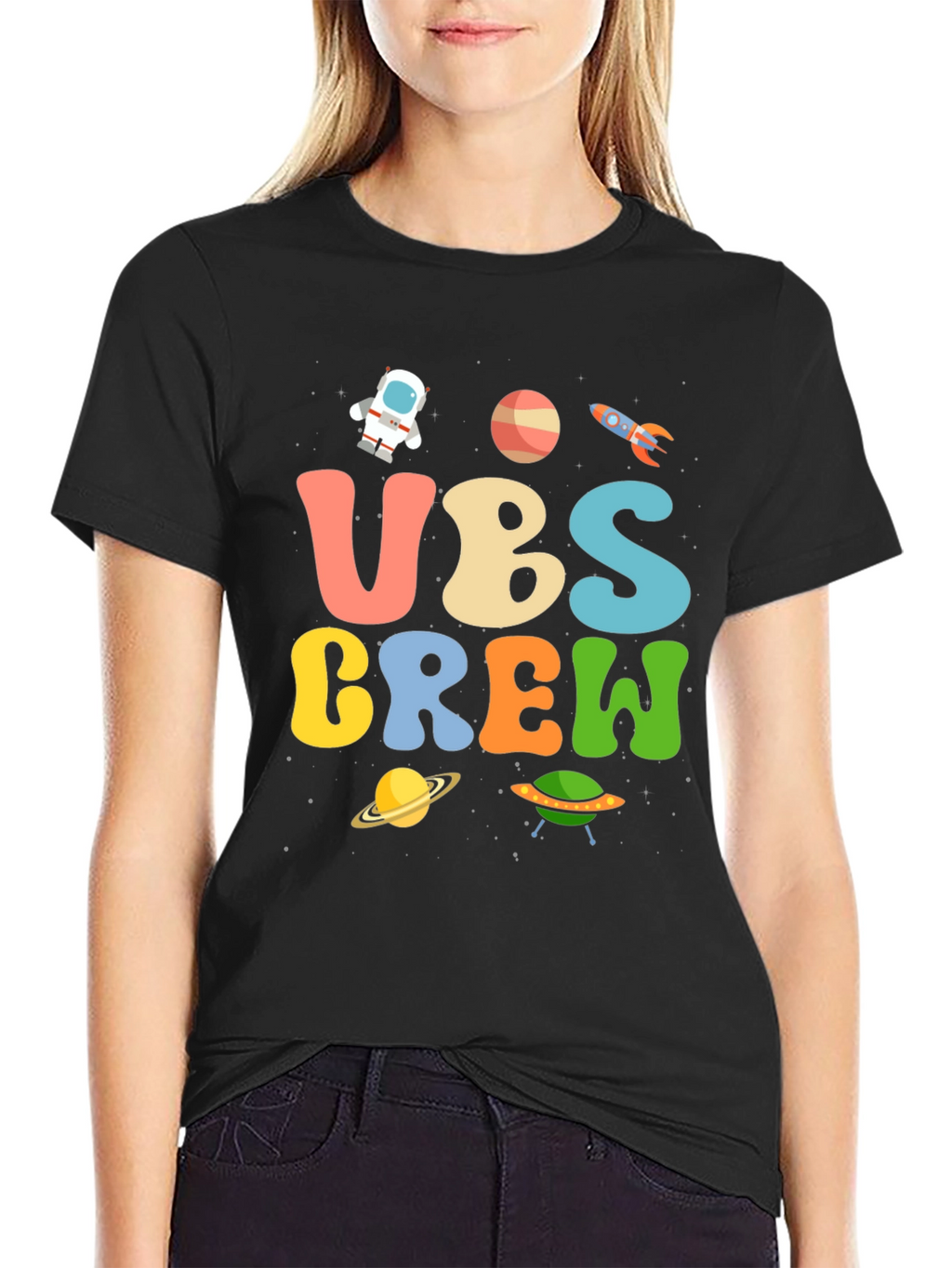 Space-Themed UBS Crew Graphic T-Shirt