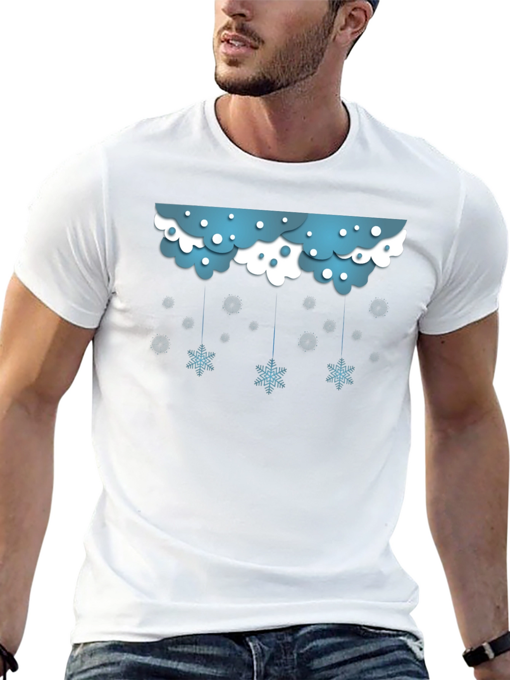 Snowflake Cloud Graphic Black T-Shirt