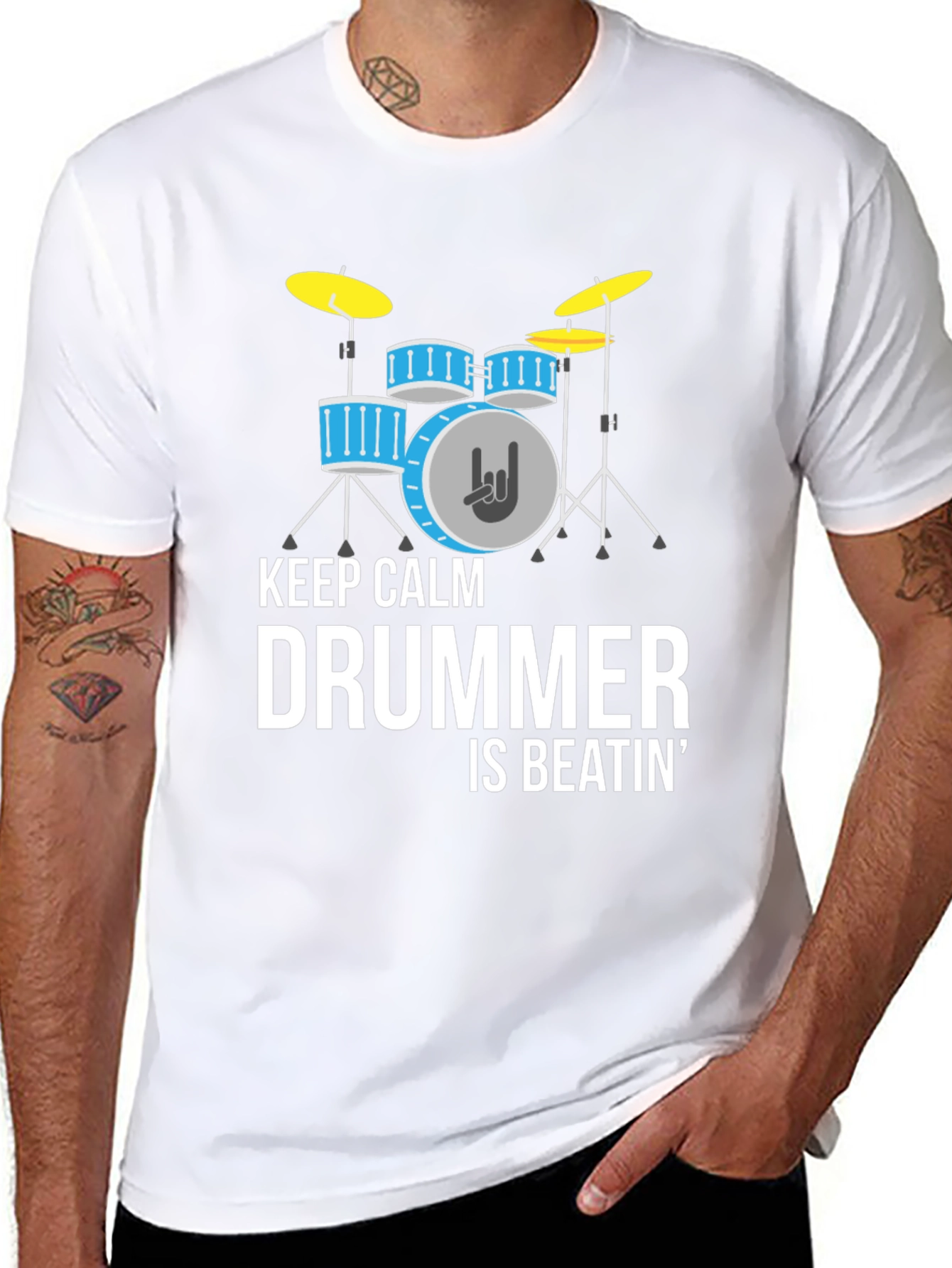 Keep Calm Drummer Beatin Graphic T-Shirt
