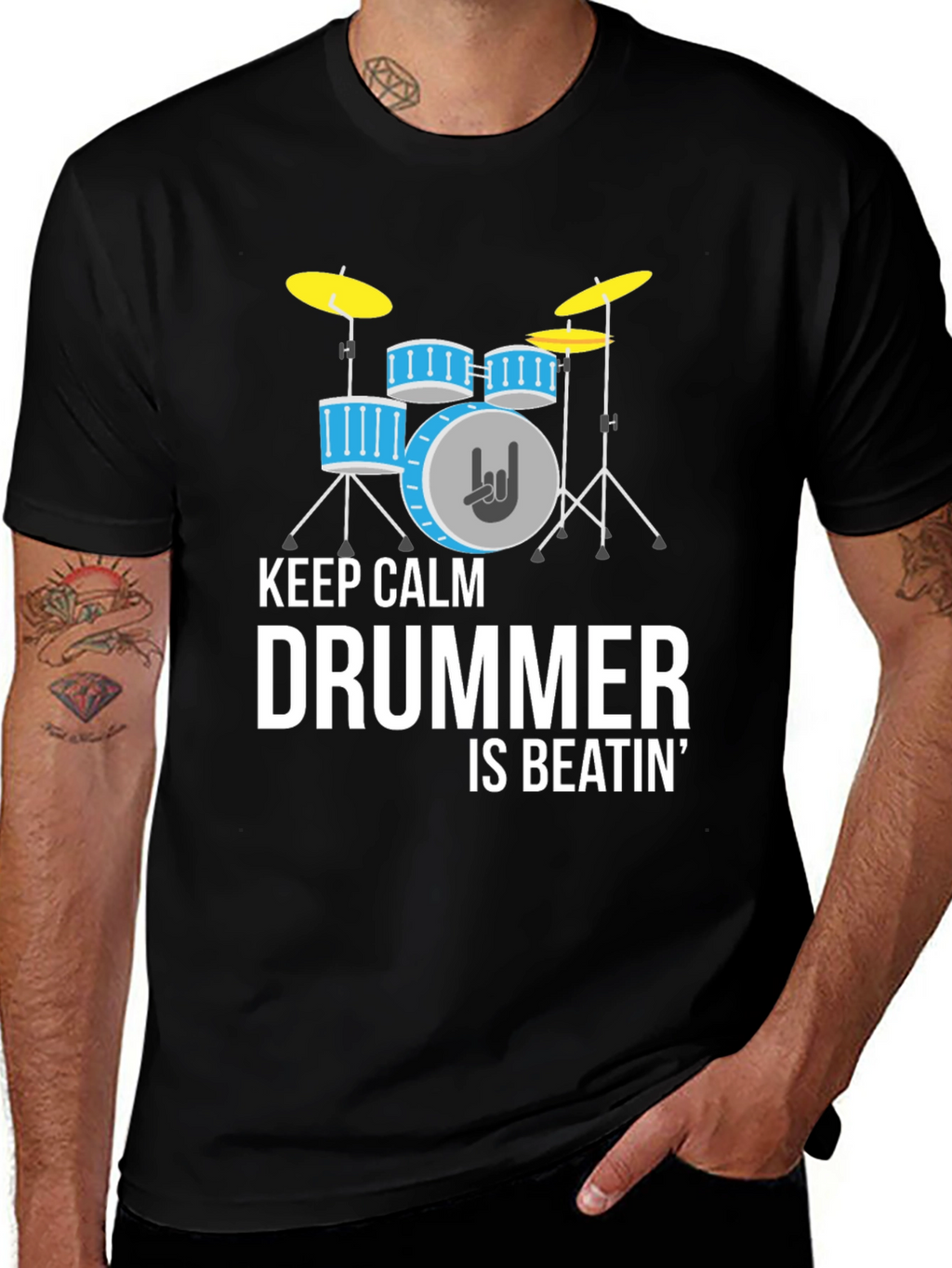 Keep Calm Drummer Beatin Graphic T-Shirt