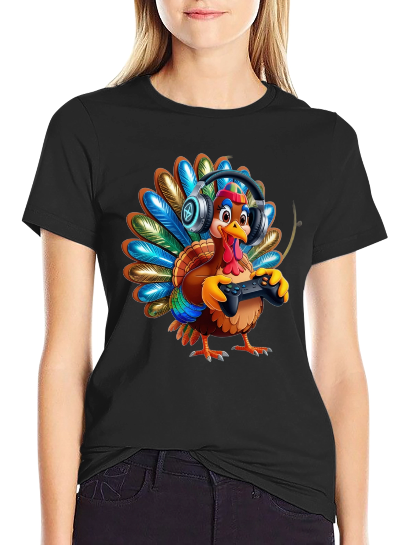 Gaming Turkey Graphic Tee - Thanksgiving Gamer Shirt