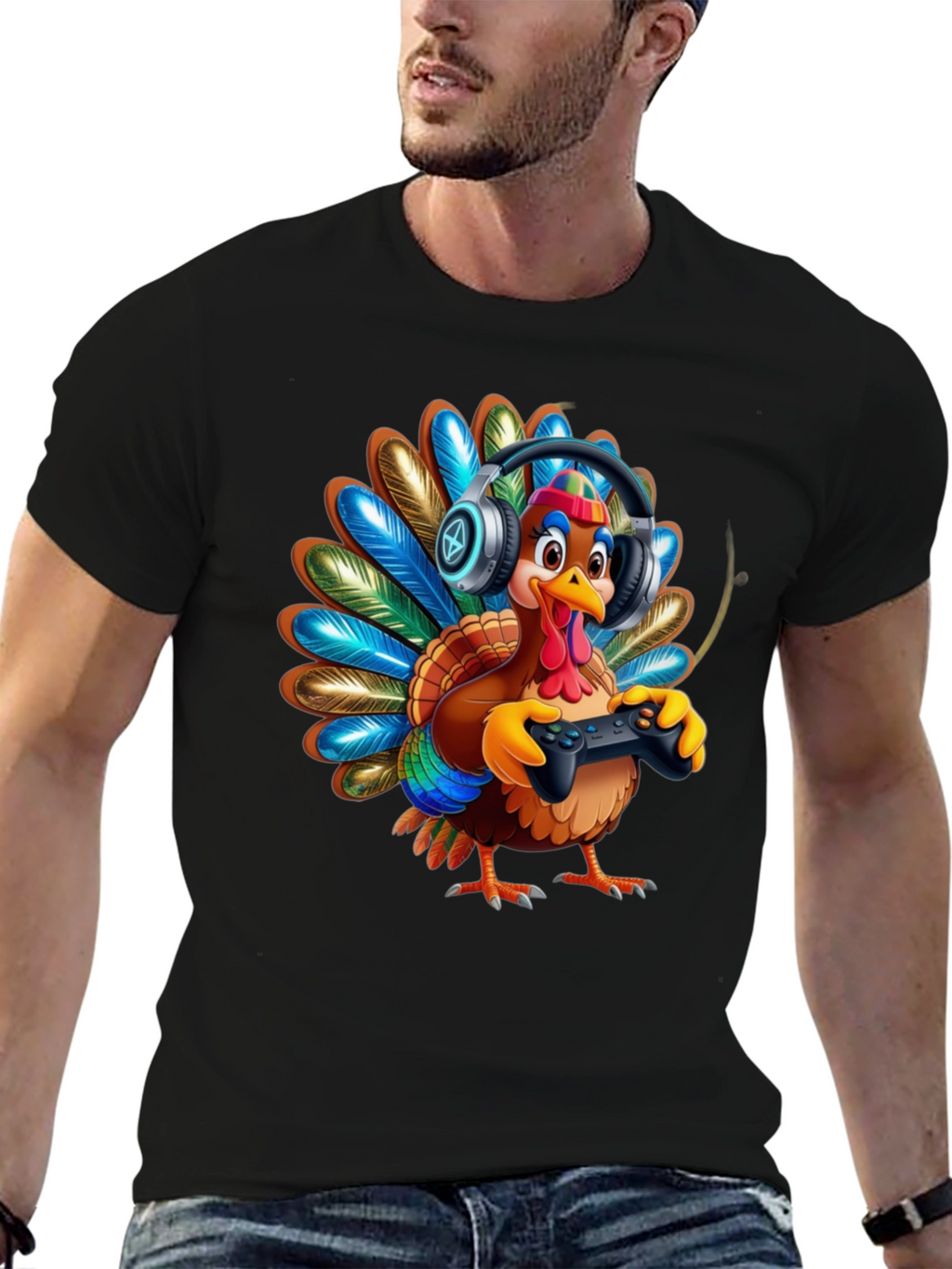Gaming Turkey Graphic Tee - Thanksgiving Gamer Shirt