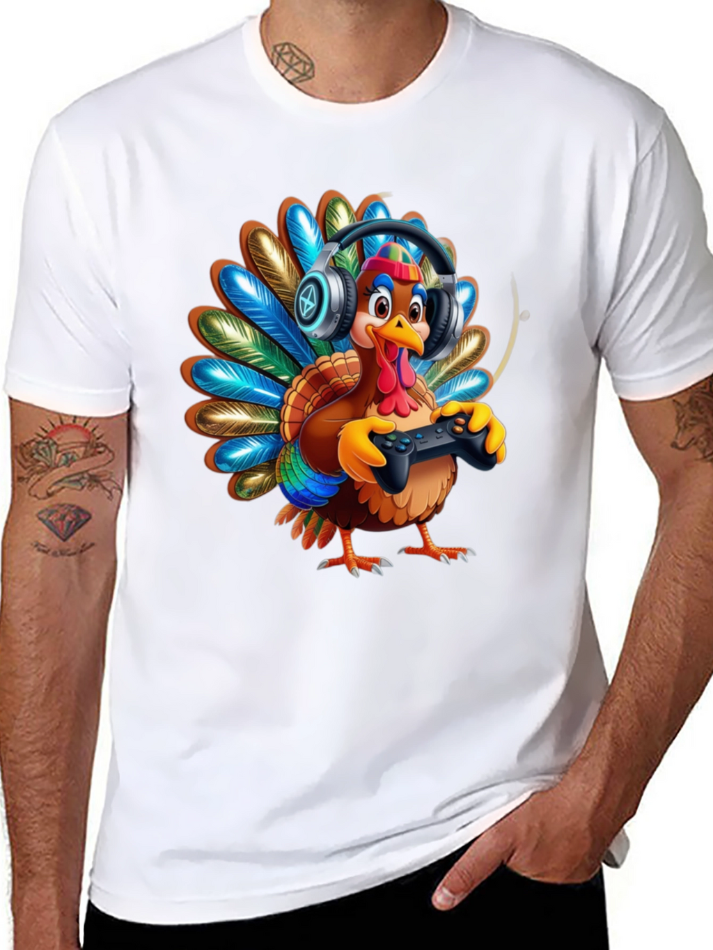 Gaming Turkey Graphic Tee - Thanksgiving Gamer Shirt