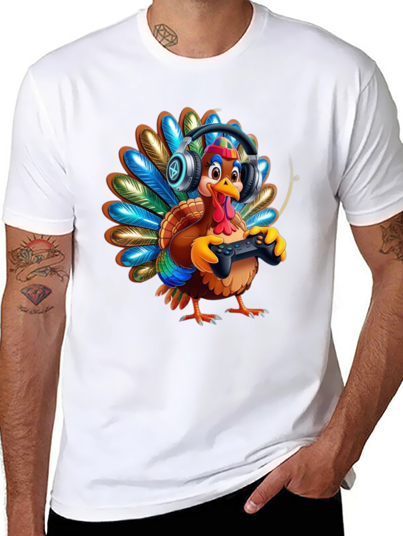 Gaming Turkey Graphic Tee - Thanksgiving Gamer Shirt