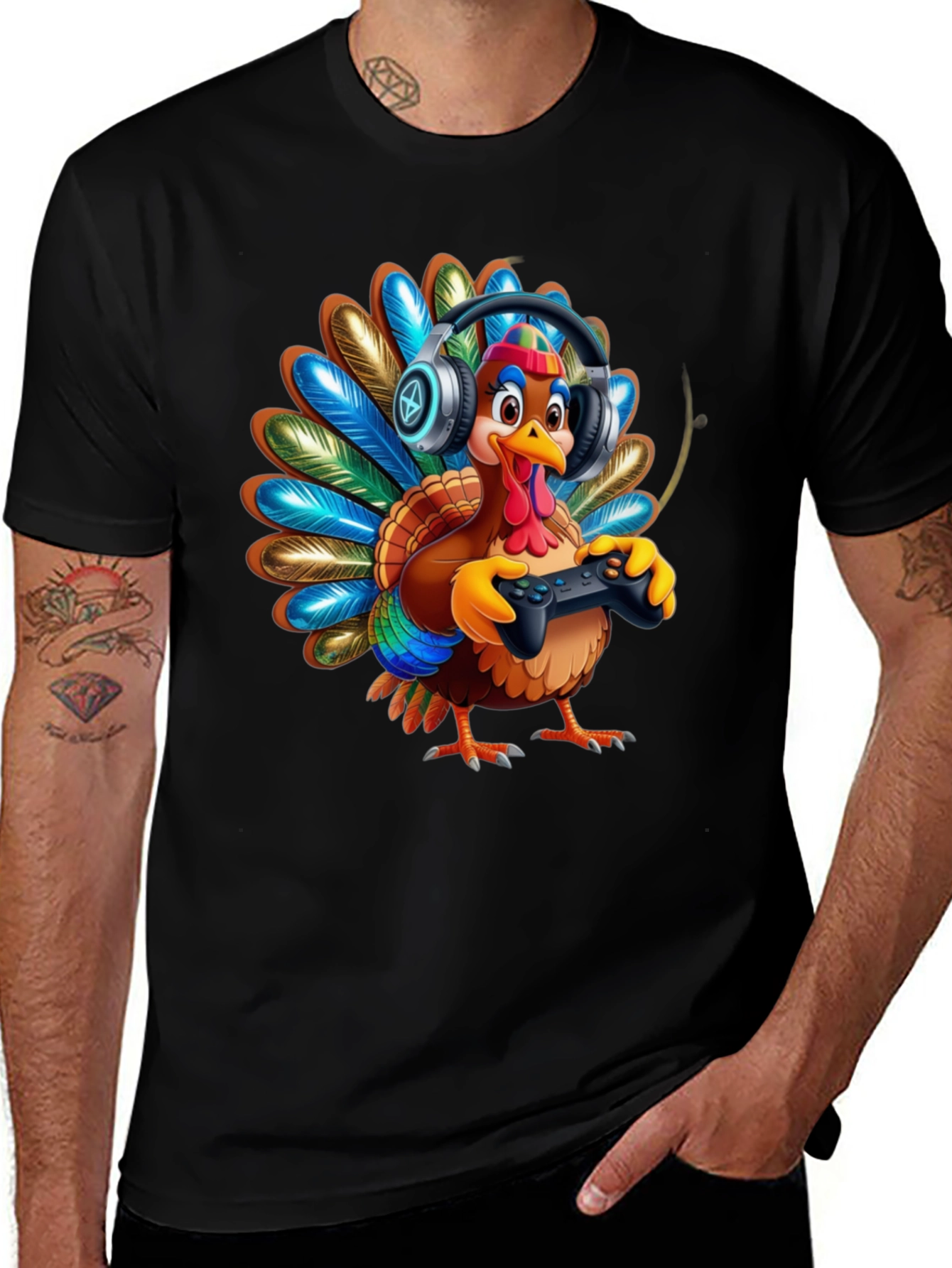 Gaming Turkey Graphic Tee - Thanksgiving Gamer Shirt