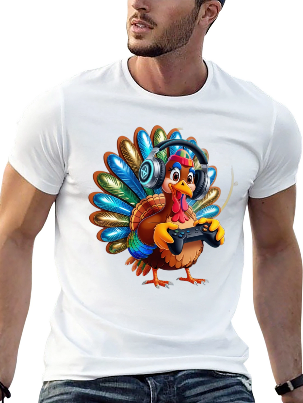 Gaming Turkey Graphic Tee - Thanksgiving Gamer Shirt