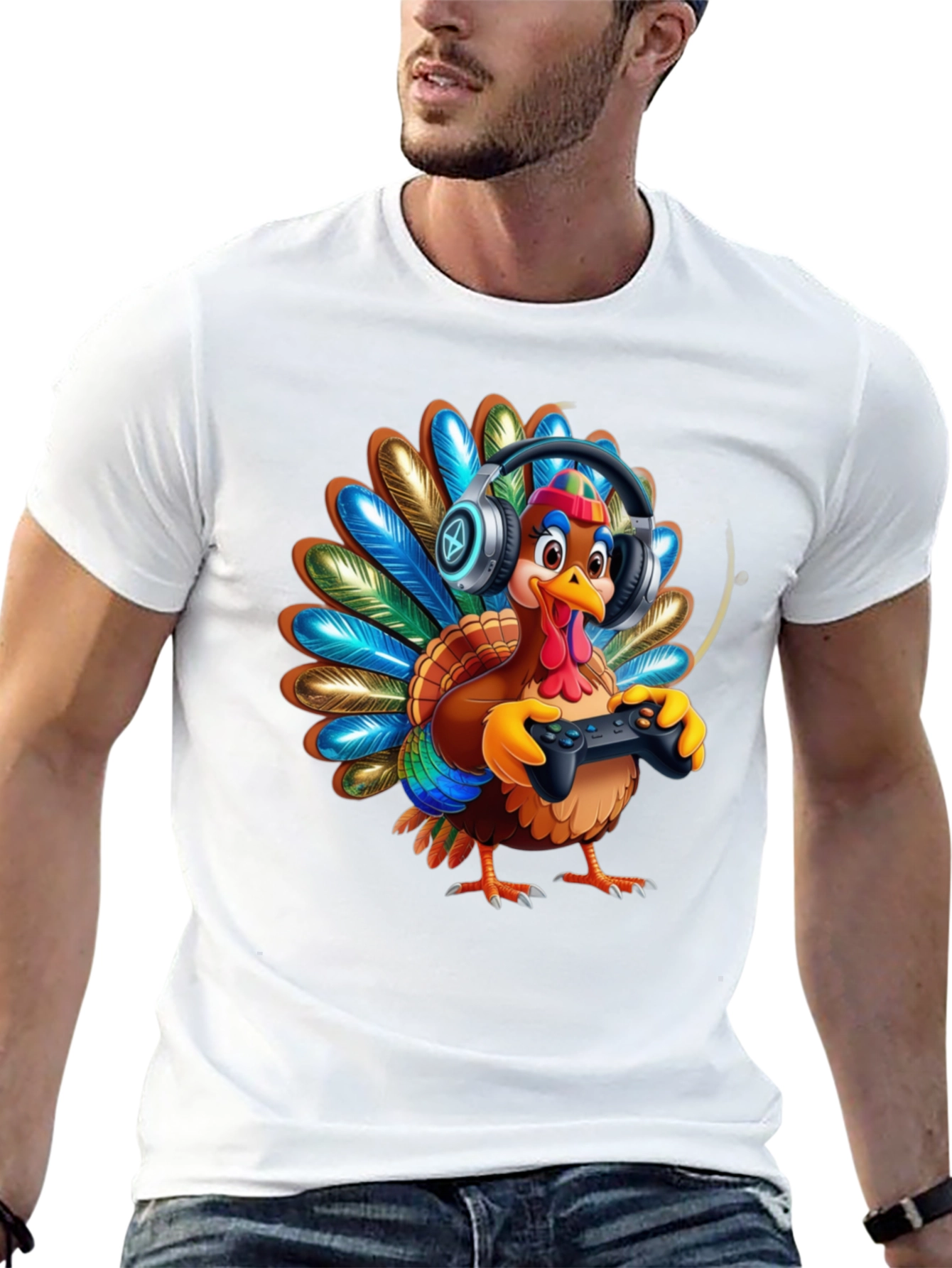 Gaming Turkey Graphic Tee - Thanksgiving Gamer Shirt