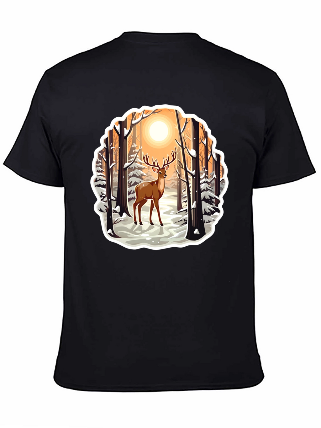 Deer in Winter Forest Graphic T-Shirt