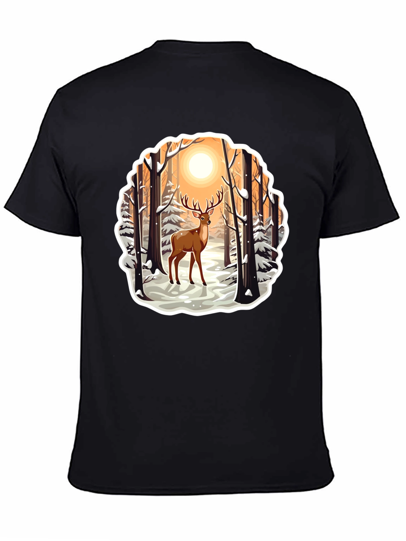 Deer in Winter Forest Graphic T-Shirt