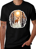 Deer in Winter Forest Graphic T-Shirt