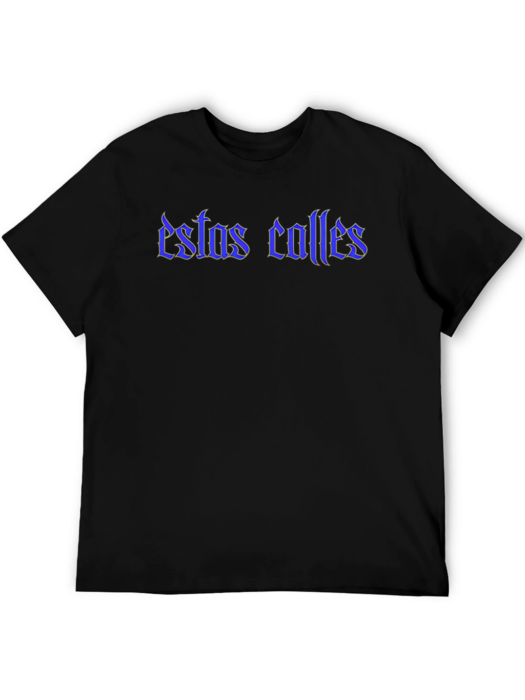 Estas Calles Graphic Tee - Blue Text on Black