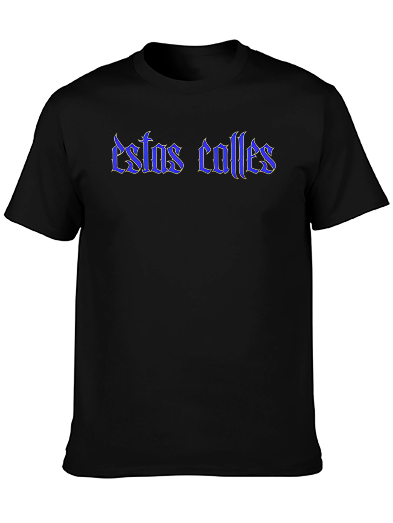 Estas Calles Graphic Tee - Blue Text on Black