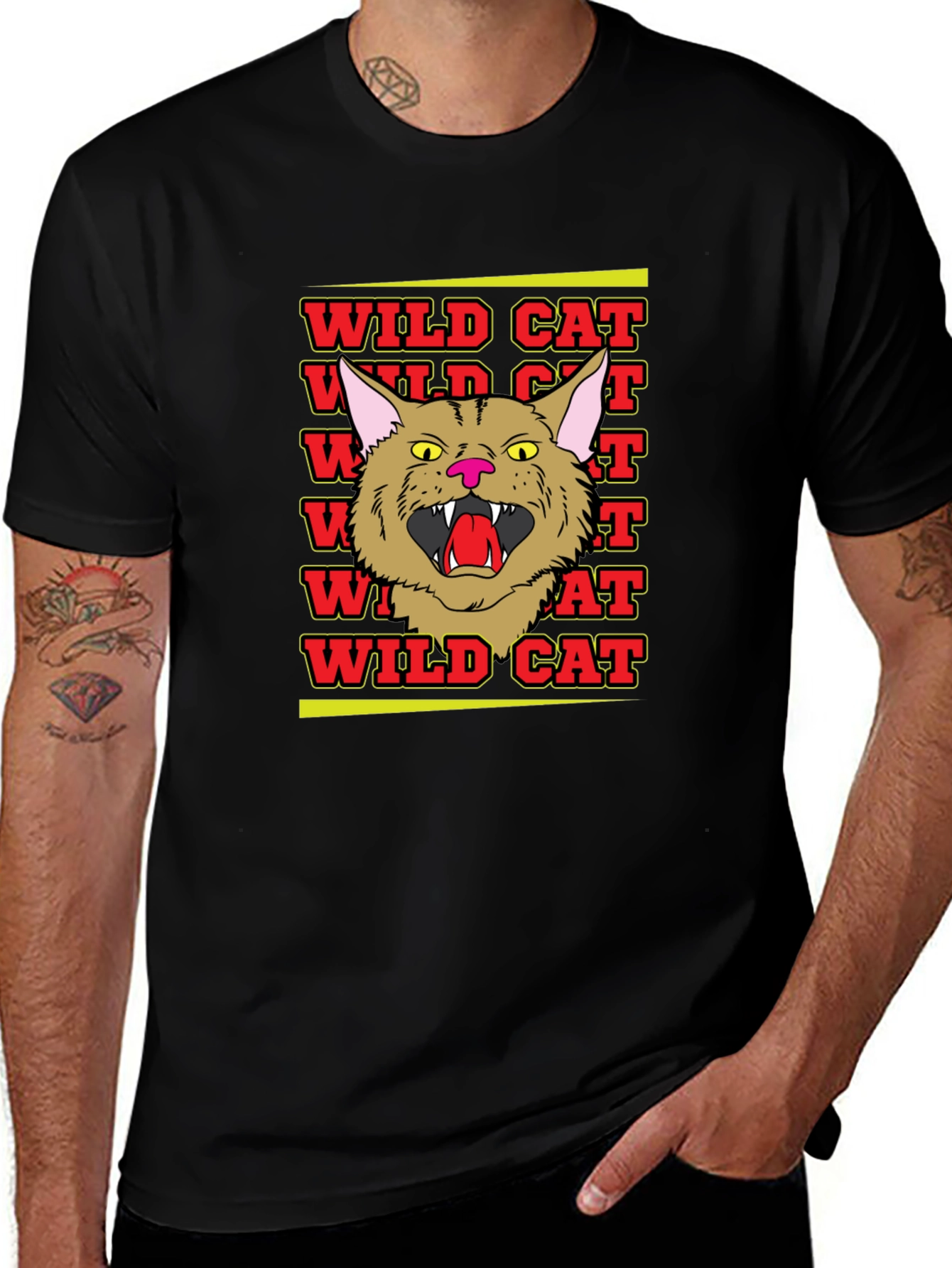 Wildcat Graphic Tee - Angry Cat Design