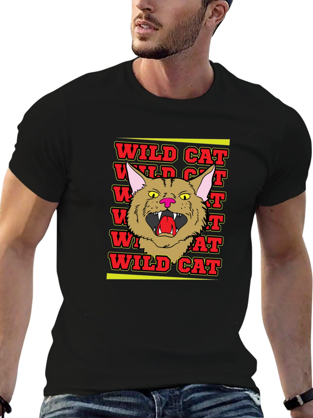 Wildcat Graphic Tee - Angry Cat Design