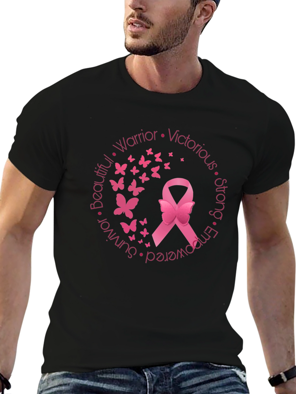 Breast Cancer Awareness Ribbon Butterfly T-Shirt