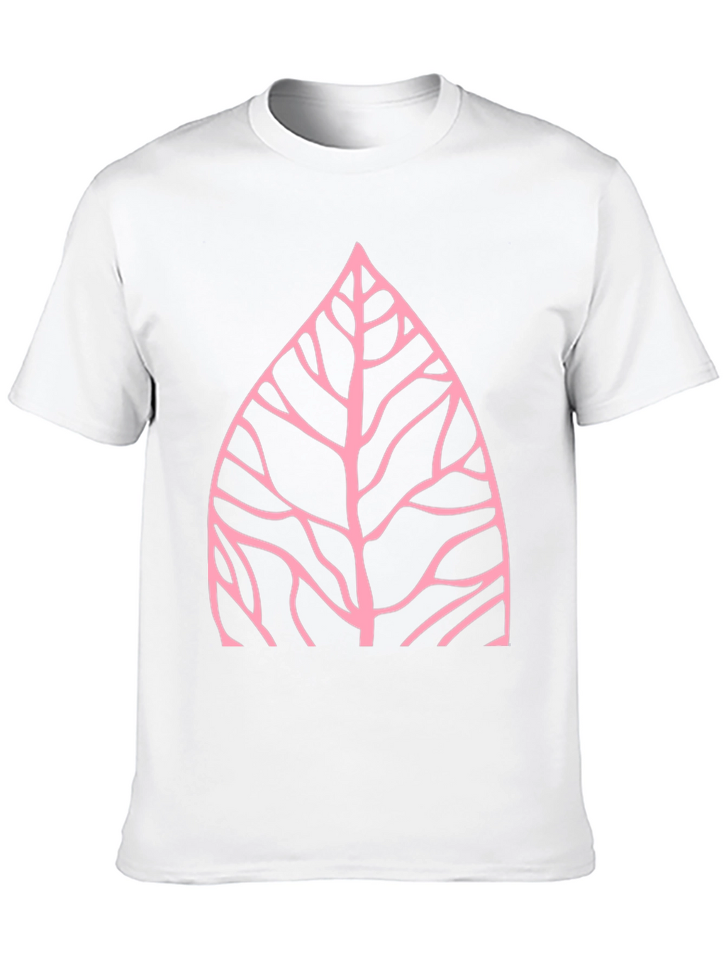 Nature Inspired Pink Leaf Graphic Black T-Shirt