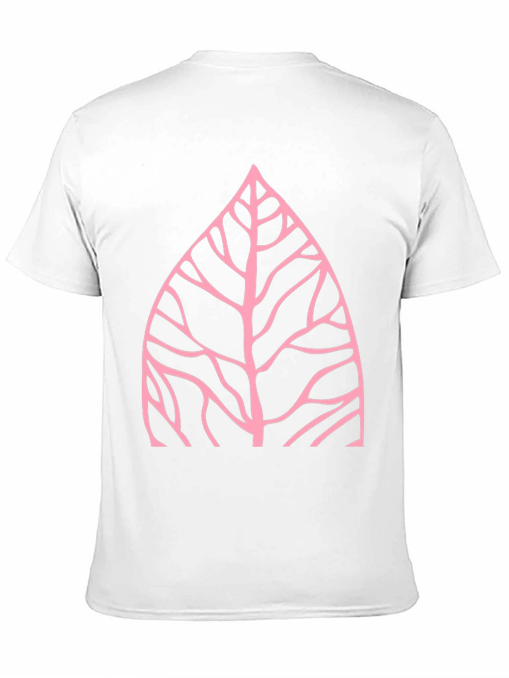 Nature Inspired Pink Leaf Graphic Black T-Shirt