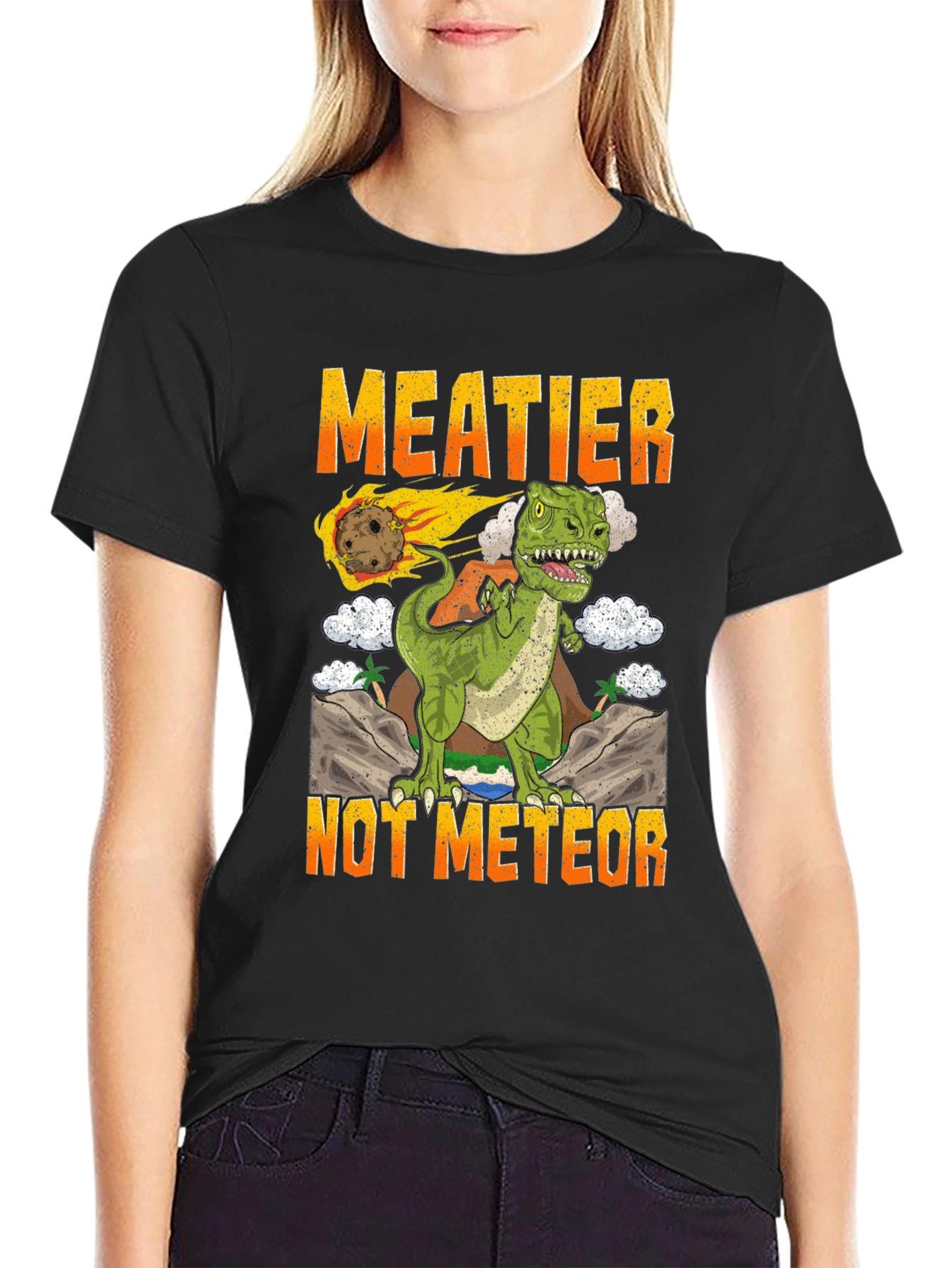 Meatier Not Meteor T-Rex Graphic Tee