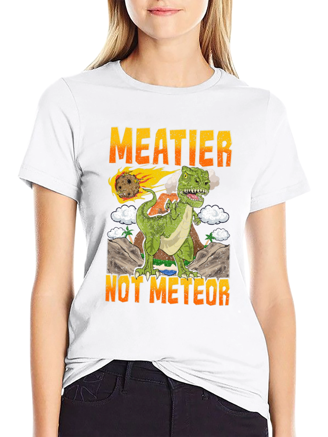 Meatier Not Meteor T-Rex Graphic Tee
