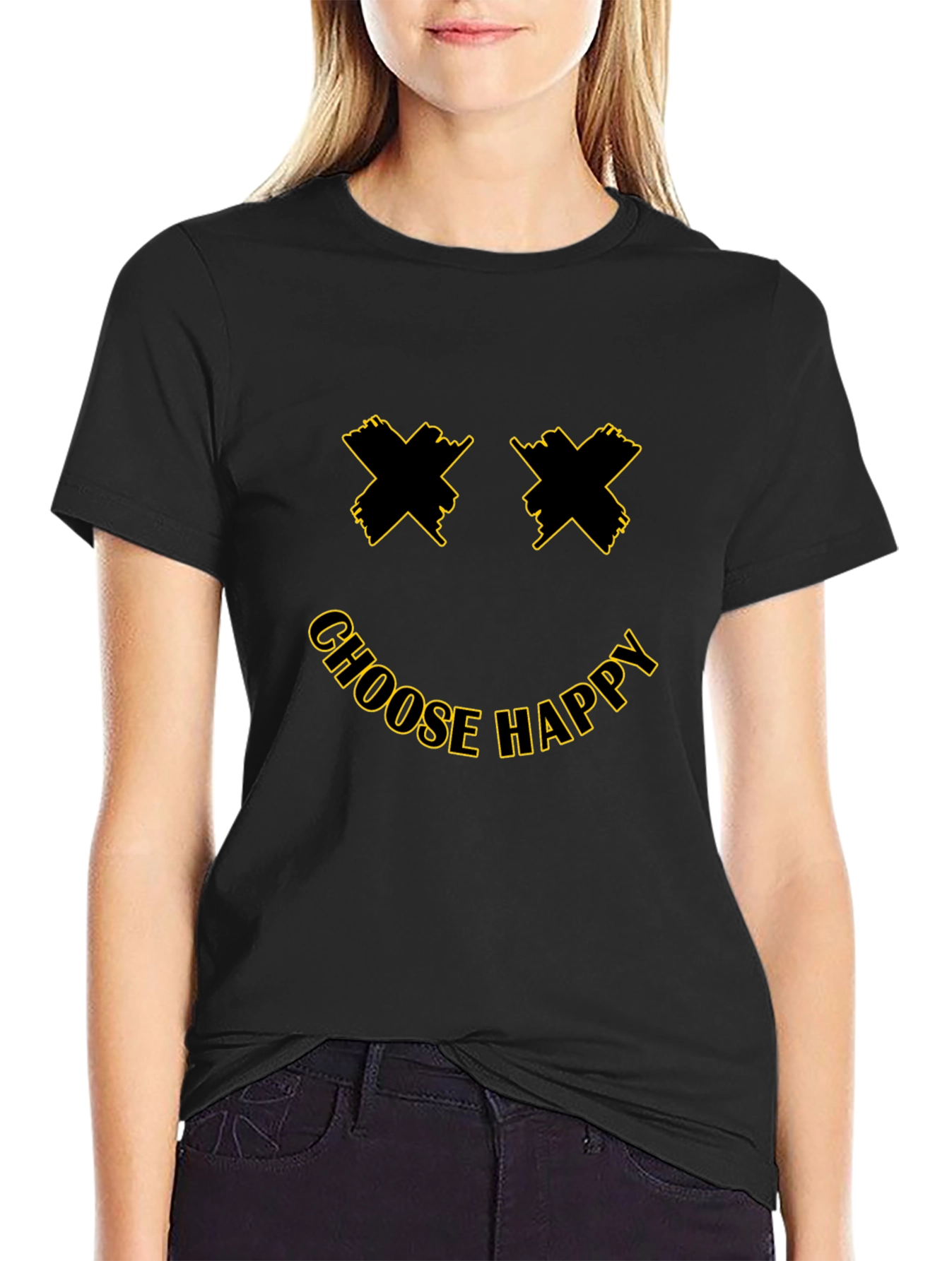 Choose Happy Smiley Face Graphic T-Shirt