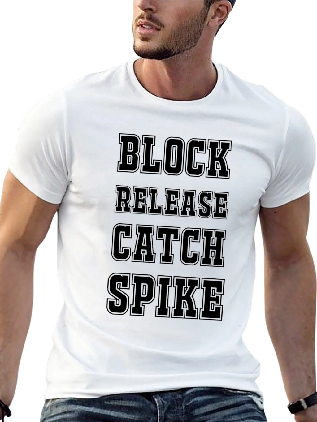 Volleyball Skills T-Shirt - Block Release Catch Spike