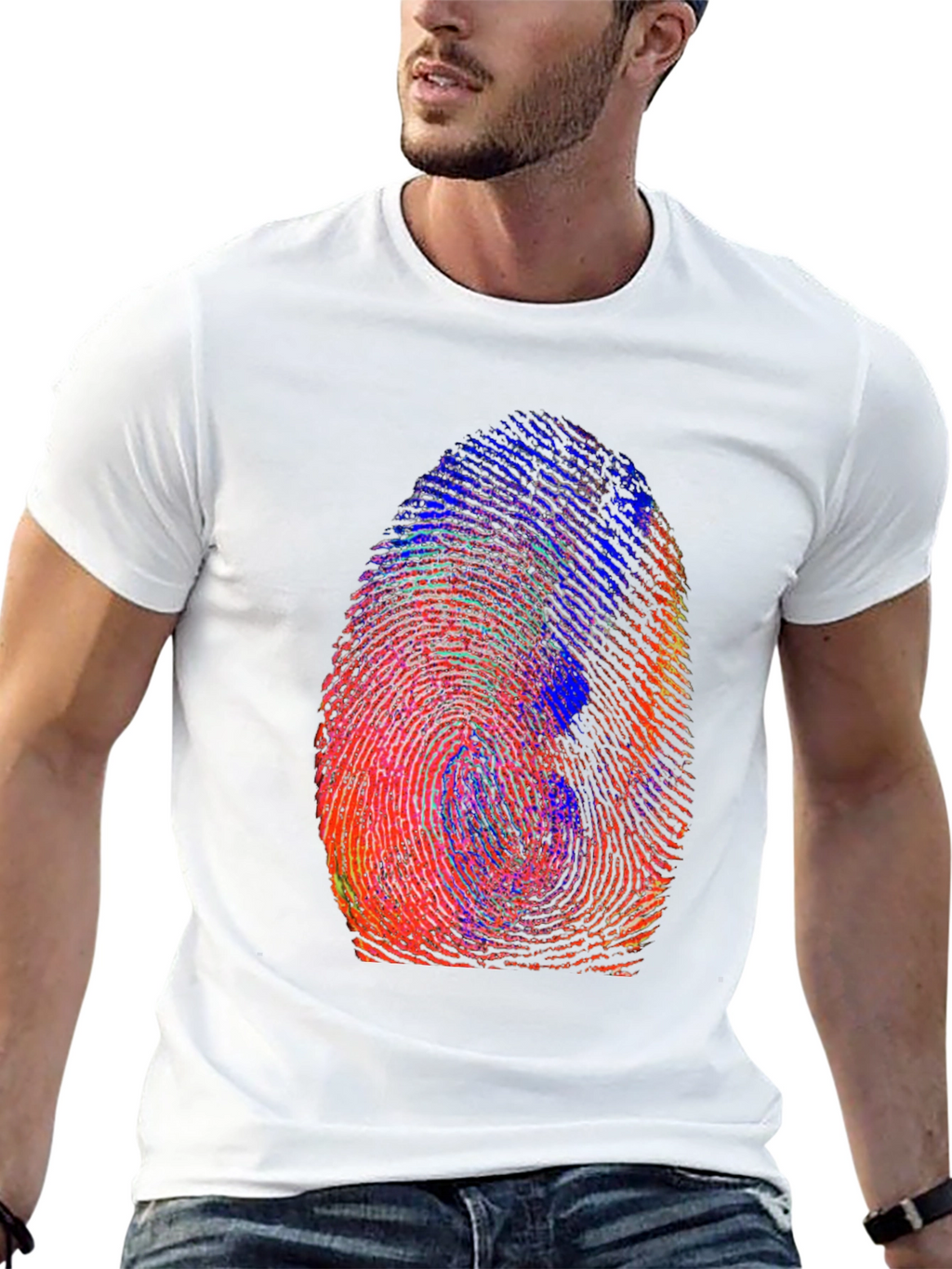 Colorful Fingerprint Graphic T-Shirt