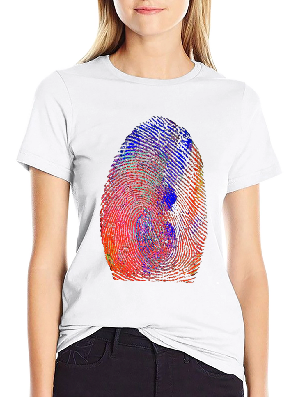 Colorful Fingerprint Graphic T-Shirt
