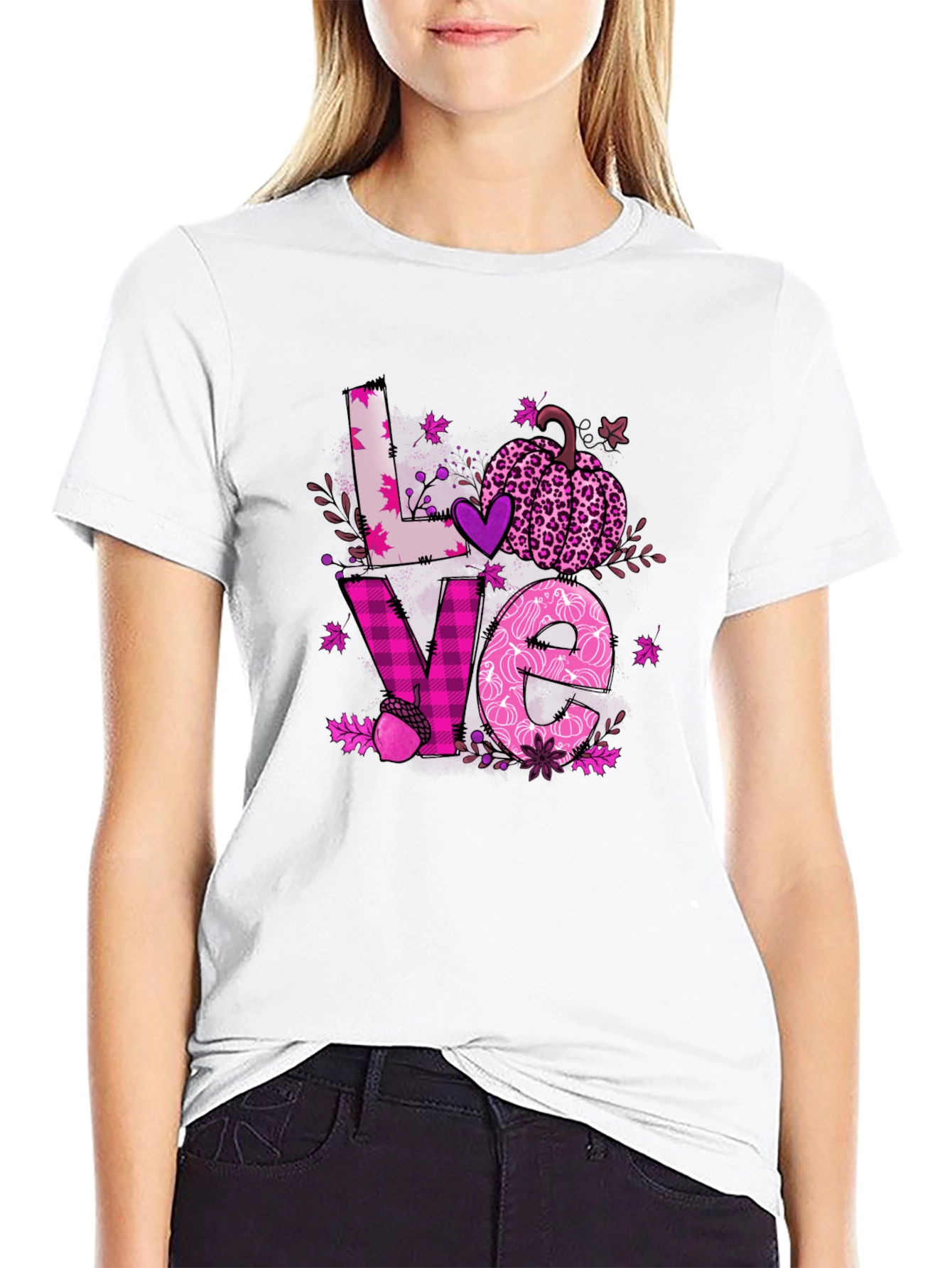 Fall Love Breast Cancer Awareness T-Shirt