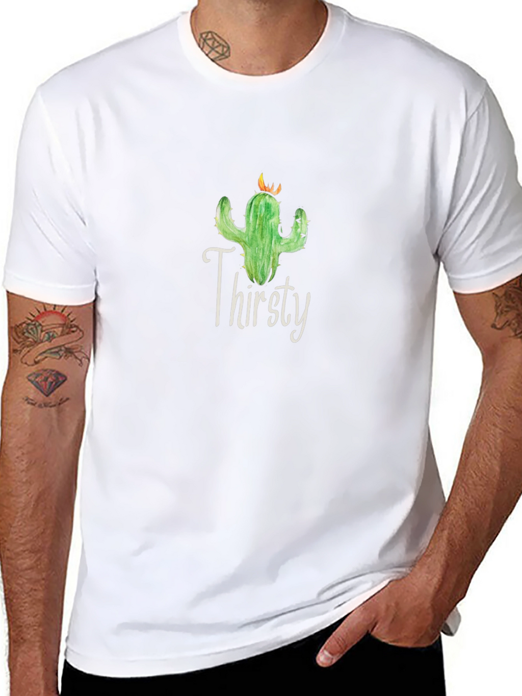 Thirsty Cactus Graphic Tee - Unisex Black T-Shirt