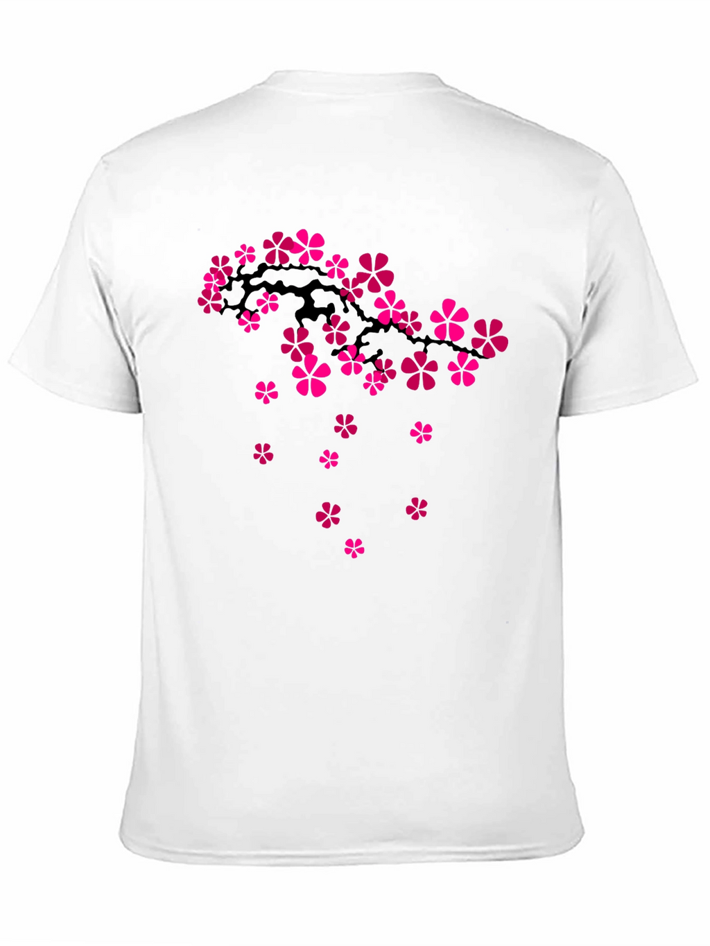 Cherry Blossom Branch Graphic Tee - Black Cotton T-Shirt