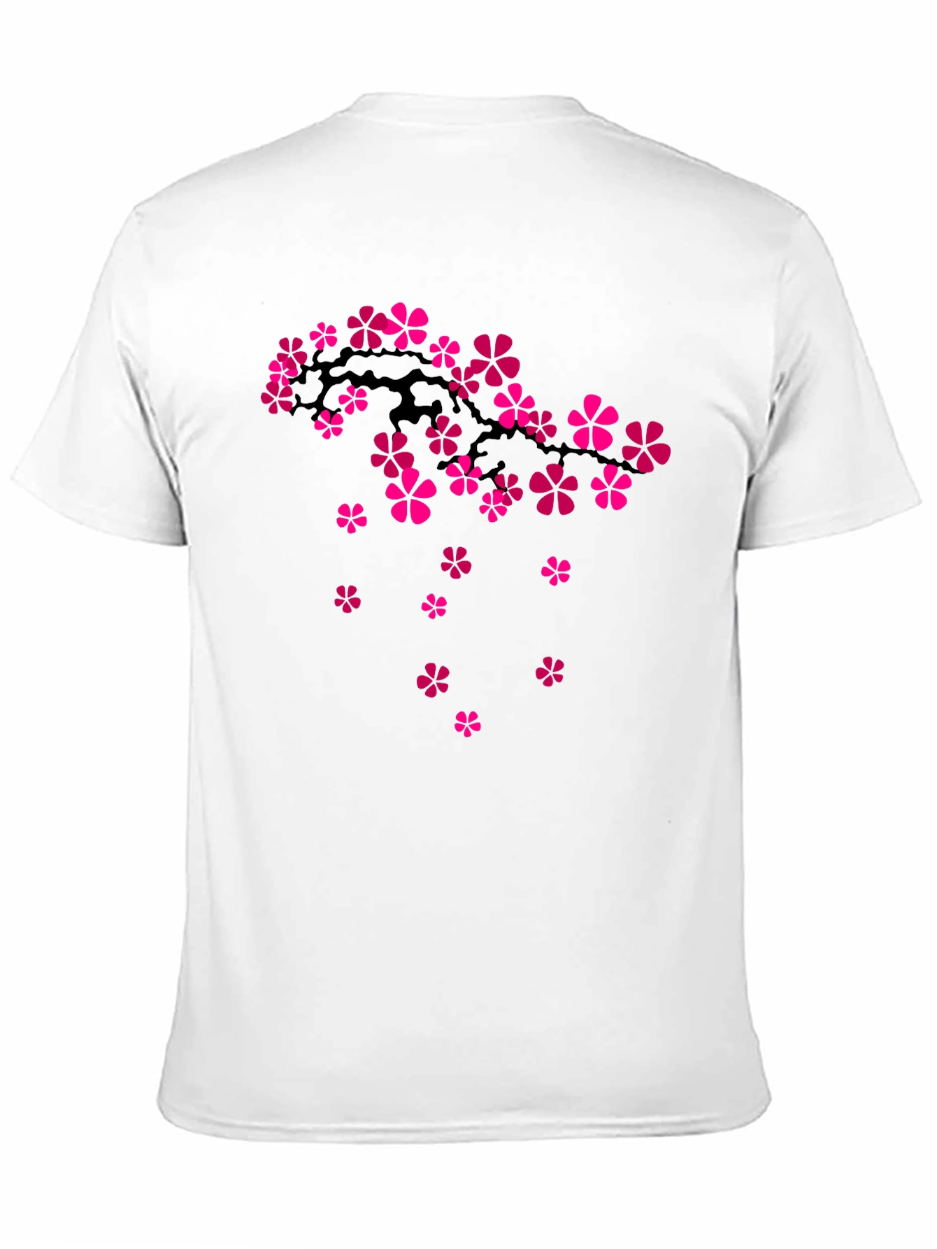 Cherry Blossom Branch Graphic Tee - Black Cotton T-Shirt