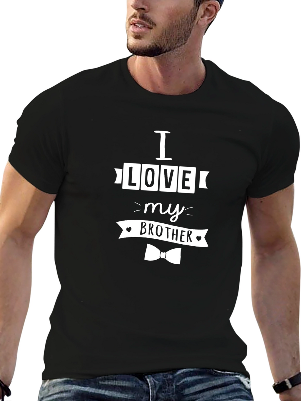 I Love My Brother Black Graphic T-Shirt