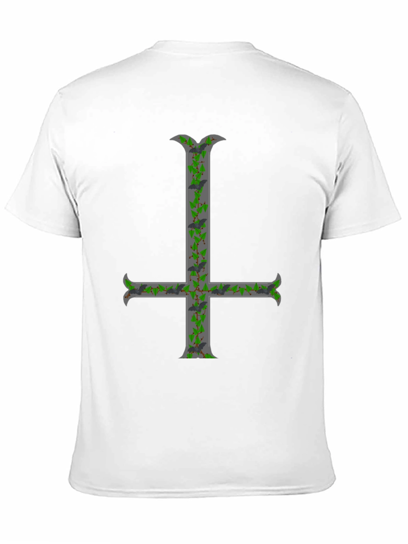 Inverted Cross T-Shirt with Bats and Ivy