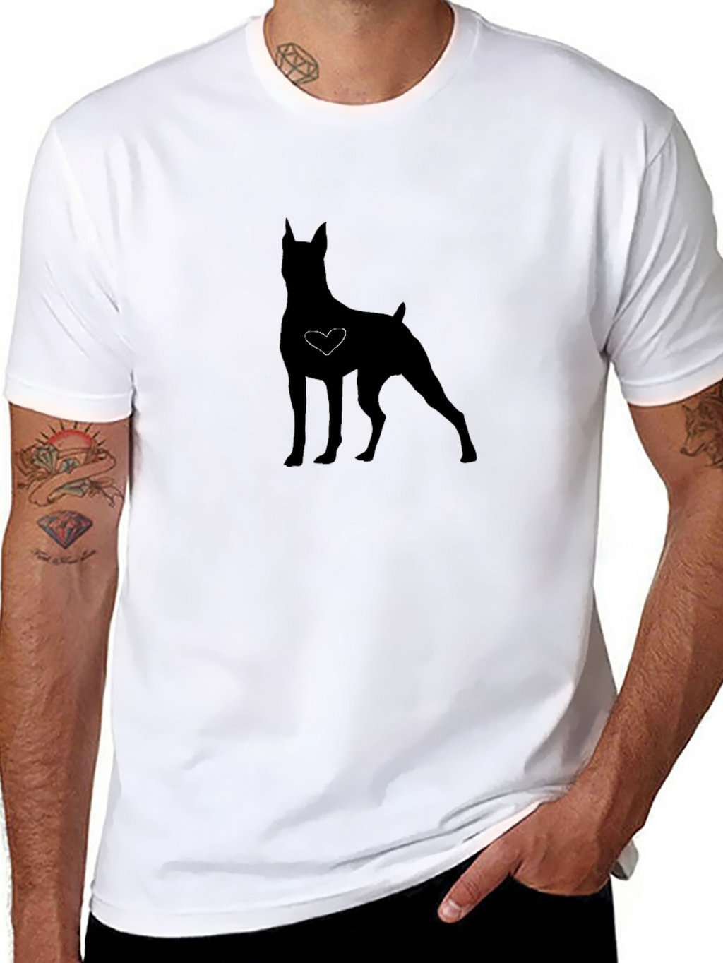 Dog Silhouette Heart Graphic Tee - Soft Cotton