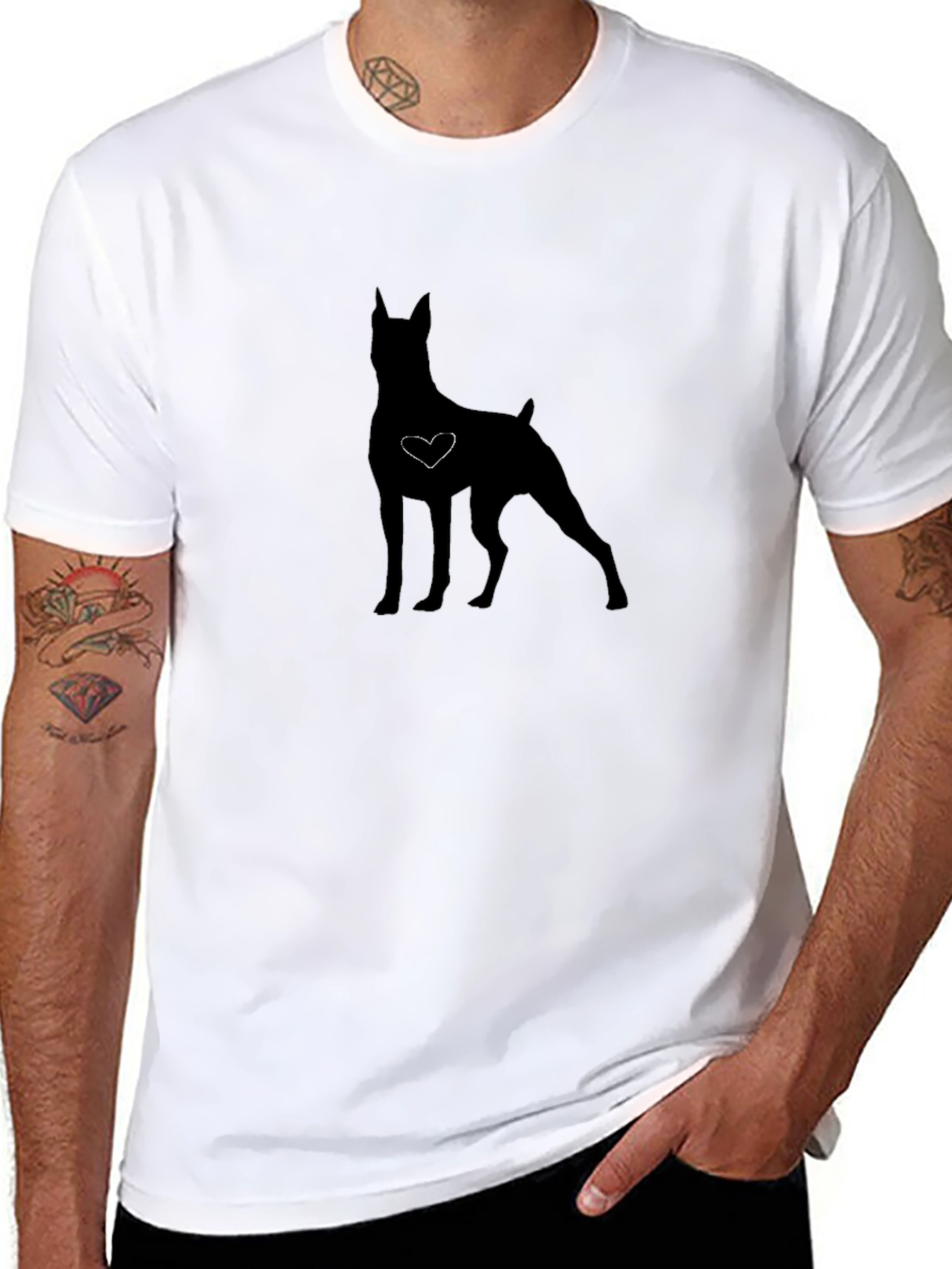 Dog Silhouette Heart Graphic Tee - Soft Cotton