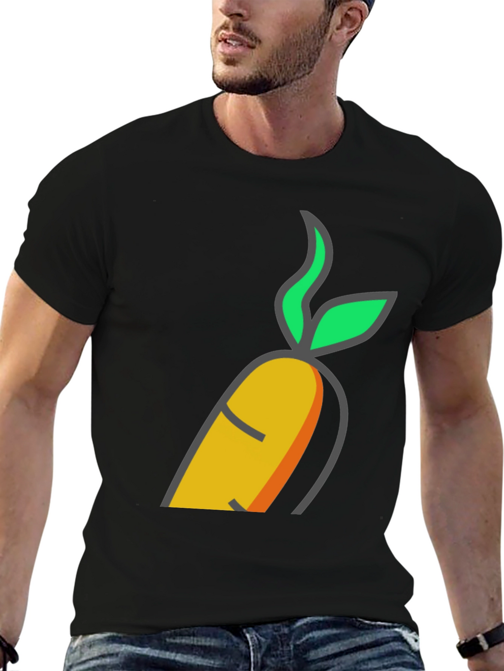 Funny Carrot Graphic Tee - Black Cotton T-Shirt