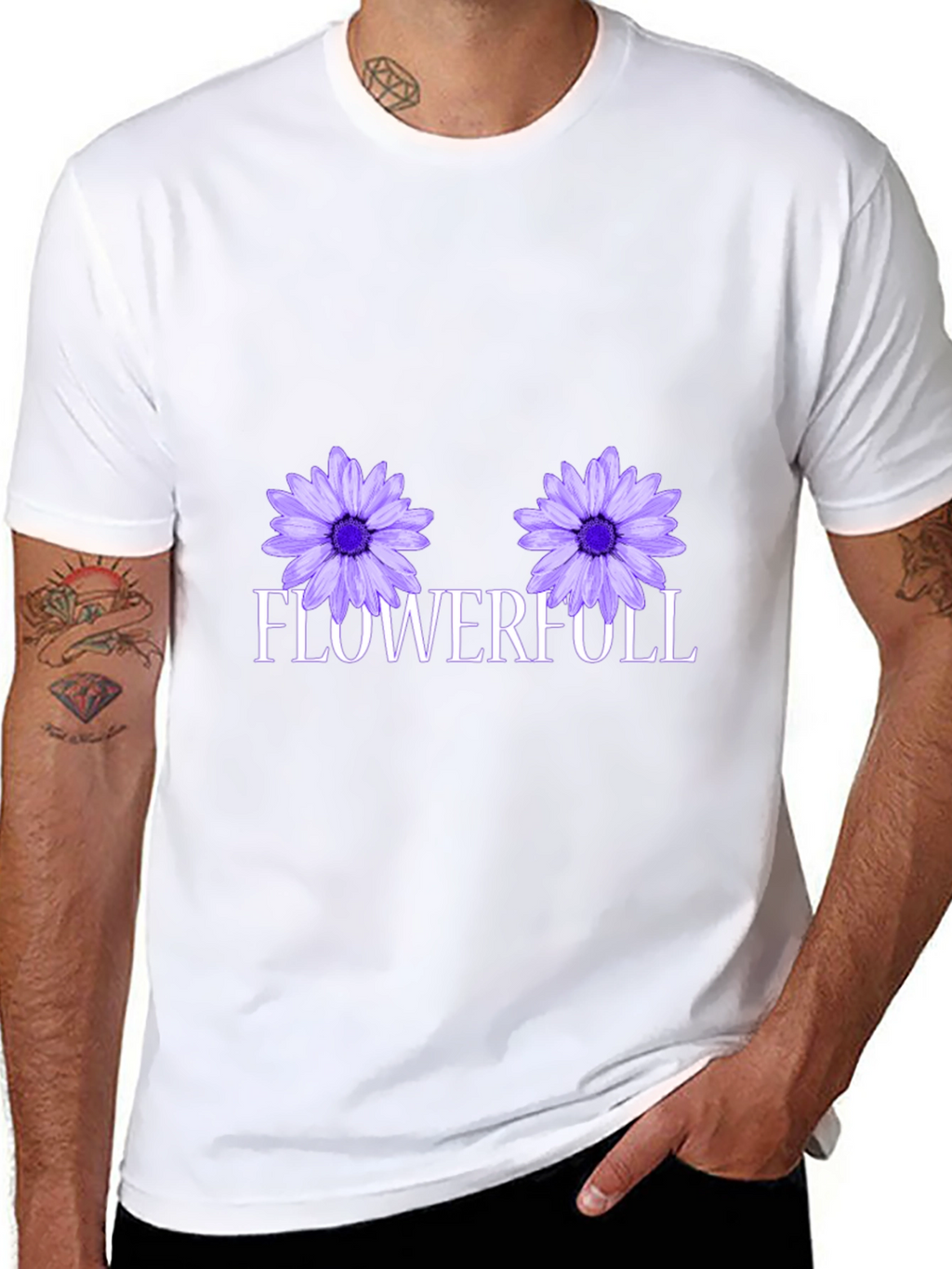 Flowerfull Graphic Tee - Black Cotton T-Shirt
