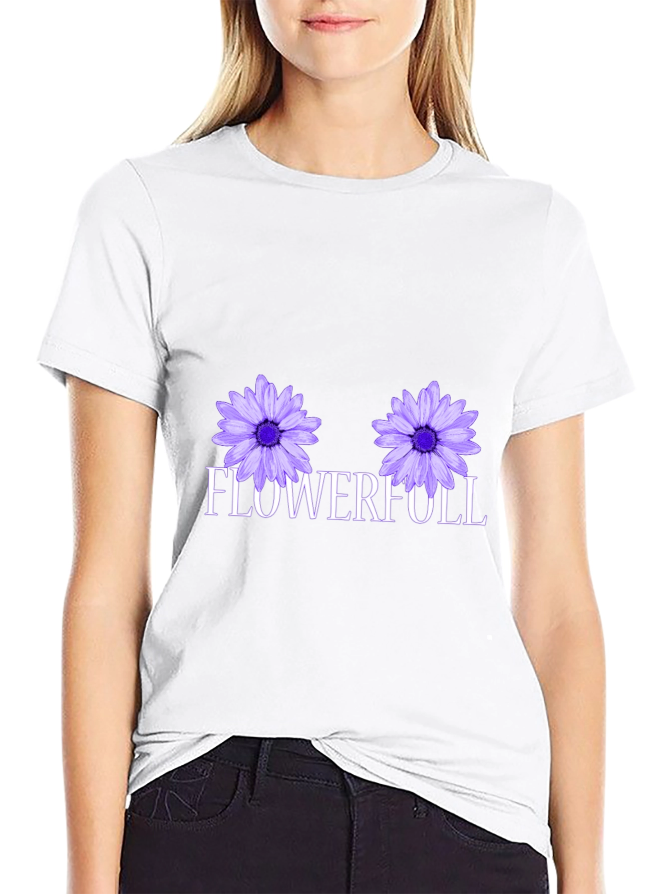Flowerfull Graphic Tee - Black Cotton T-Shirt